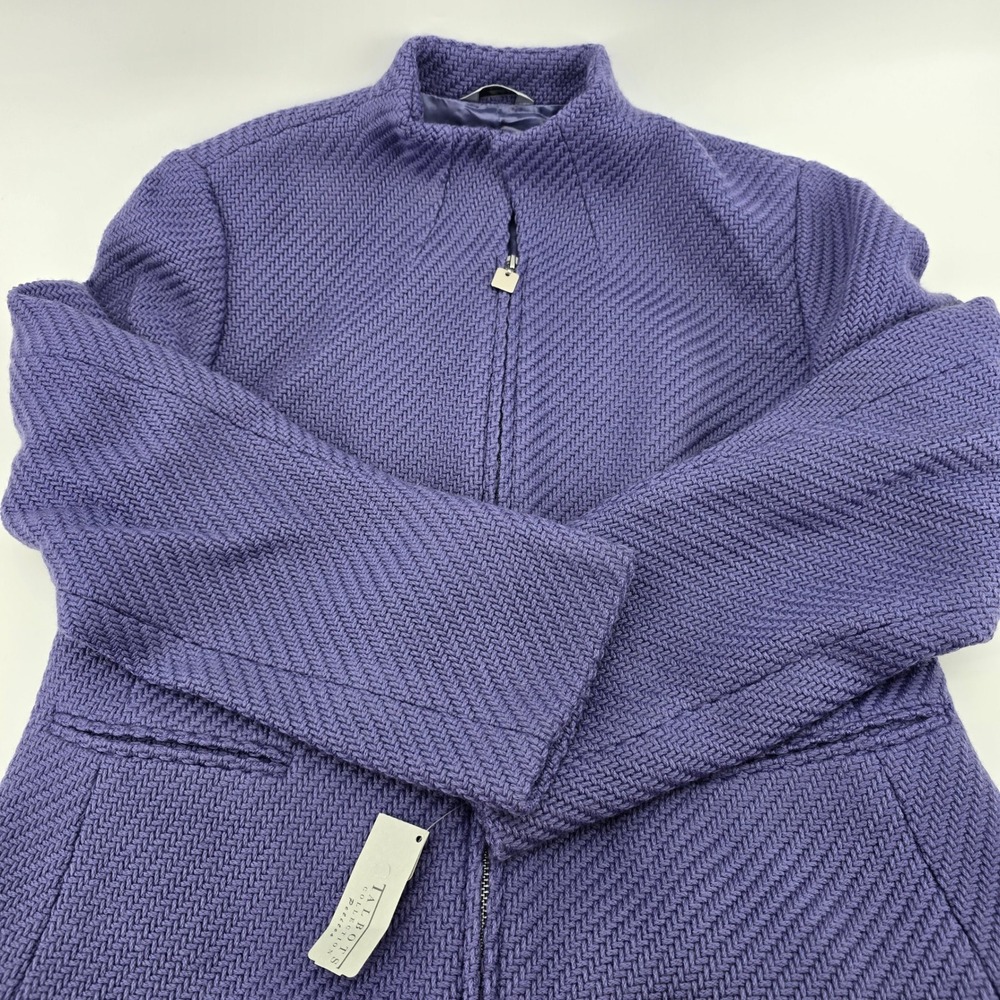 Talbots Collection Jacket Womens Petite Italian Wool Zip Textured Purple 14P NWT